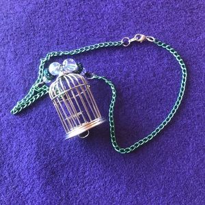 Green Chain Bird Cage Necklace